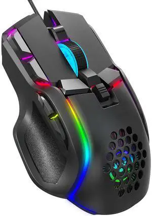 10-key wired game competition mouse macro progamming with 13 RGB lighting modes and 6 speed setings, 12800 dpi. Manufacturer's stock available.
