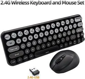 Office and Gaming Use- silent Function2.4G Wireless film Key-stroke Mouse set - 65-Key Cyberpunk Keycaps - G radient colors - suita ble for Both Men and Women