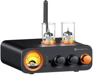 Fosi Audio MC331 Tube Integrated Amplifier with DAC, 2 Channel Home Audio Stereo Power Amp for HiFi Bookshelf Speakers/3.5mm Headphones, Vintage VU Meter Preamp with Bluetooth and USB/Opt/Coax/RCA
