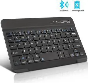 Mini Bluetooth Keyboard, Rechargeable Wireless Keyboard, Ultra-slim Portable Keyboard For ipad Phone Tablet Laptop For Android ios Windows (10 inch Black)