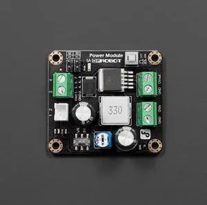 DFRobot 5A high-current 25W Dc-DC small-sized voltage-reducing module for 7.4v lithium battery is available.