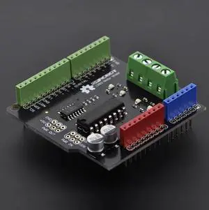DFRobot's L293 Shield is a 1A high-current dual-channel motor driver compatible with Arduino