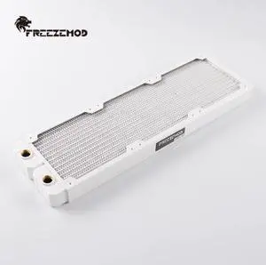 FREEZEMOD Computer Water-CoolingCopper Heat Dissipation Modulewith 14 Flat Tubes, TSRP-TW360, Purple Copper Fin, Piano Finish White