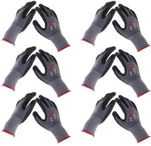 findmall 6 Pairs X-large Work Gloves Seamless Knit Glove Gardening Gloves Women Men Fit for Warehousing and Logistics, Construction Sites, Horticultural Planting