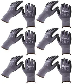 findmall 6 Pairs Large Work Gloves Seamless Knit Glove Gardening Gloves Women Men Fit for Warehousing and Logistics, Construction Sites, Horticultural Planting