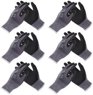 findmall 6 Pairs Small Work Gloves Seamless Knit Glove Gardening Gloves Women Men Fit for Warehousing and Logistics, Construction Sites, Horticultural Planting