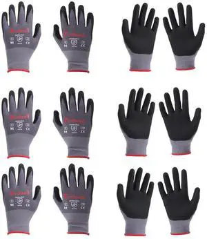 findmall 6 Pairs Medium Work Gloves Seamless Knit Glove Gardening Gloves Women Men Fit for Warehousing and Logistics, Construction Sites, Horticultural Planting