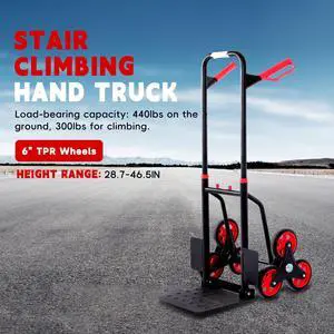 330LB Heavy-Duty Folding Stair Climbing Cart with Silent Wheels and Telescoping Handle, Upgraded Climber Dolly with Elastic Rope for Moving, Office Supplies, Luggage Transport
