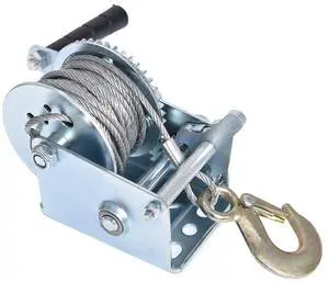 findmall Heavy Duty Hand Winch 600Lbs Hand Crank Strap Gear with 8m Steel Wire Manual Operated Two-Way Ratchet Boat Trailer Marine for Loading Boats Personal Watercraft and Lawn Equipment