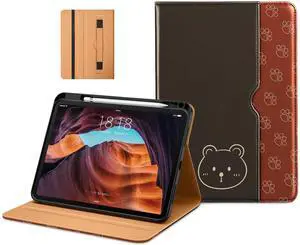 DTTO for iPad (A16) 11th Generation Case 11 Inch 2025, iPad 10th Generation Case 10.9 Inch 2022, Premium Leather Business Folio Stand Cover with Pencil Holder - Auto Wake/Sleep, Bear