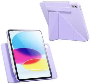 New Magnetic Rotating Detachable iPad Case for 11th Generation 11 Inch (2025) & 10th Gen 10.9" (2022), Adjustable Smart Stand (Portrait/Landscape/Raised), with Pencil Holder, Auto Wake/Sleep - Purple