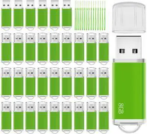 Nicepicten Memorias USB 8GB Flash Drive 50 Pack, USB 2.0 Thumb Drives Bulk Memory Sticks 8GB FAT32 USB Flash Drives Bulk Jump Drives Multipack Pack of 50 with Lanyard(Green 50 Packs 8 GB)