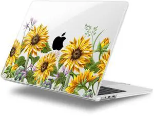 Lepeoac Case for MacBook Air 15 Inch 2025 2024 2023 Release M4 A3241 M3 A3114 M2 A2941, Hard Shell with Screen Protector & Keyboard Cover, Compatible with Touch ID, Sunflowers