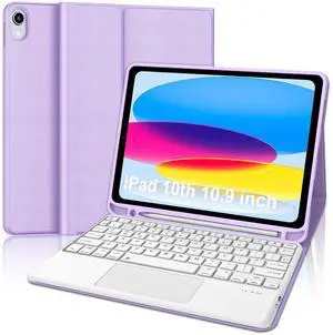 for iPad 11th Gen A16 11inch 2025 & 10th Gen 10.9 inch 2022 Case with Keyboard, Multi-Touch Trackpad, Detachable Wireless Bluetooth Keyboard, Thin & Light Folio Smart Cover Case, Rechargable, Purple