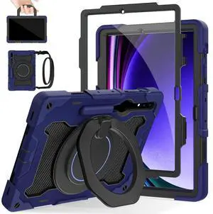 ROISKIN Case for Samsung Galaxy Tab S10+/S9 FE+/S9+ Plus 12.4" 2023, Heavy Duty Shockproof Protective Case with Screen Protector, Stand, Handle,Shoulder Strap and Pen Holder