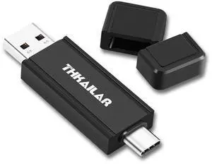 THKAILAR 1TB Flash Drive USB 3.2 Gen2 Solid State External SSD,Dual-Port Type-C+USB-A Memory Stick,High-Speed 500MB/s Portable Thumb Drive for iPhone 15/16 Series,Mac,PC,PS4,Android,Windows,Smart TVs