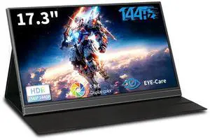 StarXnDa 17.3''Portable Monitor 144hz, 2560 * 1440p IPS HDR Portable Computer Monitor 250cd/m² HDMI USB-C Port Speakers VESA Portable Gaming Monitor for Laptop PC Mac Switch PS5 Xbox