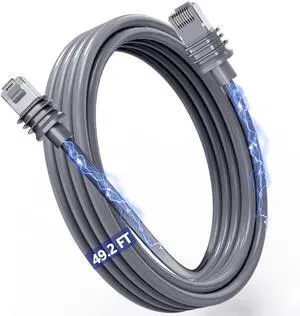 WAWINY Standard Starlink Gen 3 Cable 49.2FT/15M, Starlink Cable Gen 3 Replacement, Durable Waterproof V3 Cable for Rectangular Starlink Satellite, Ethernet Extension Cable - Grey
