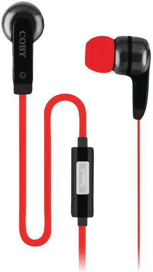 Coby CVEM70BLK Flat Cable Budz with Mic - Black