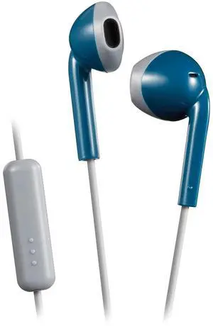 JVC Blue and Grey Sweat and Splash Proof Retro Earbuds with Microphone and Remote HAF19MAH