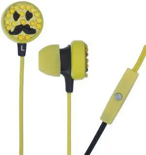 Swagg Full Bling Earbuds with Mic, Yellow Face - SWEB-FB-YLSML