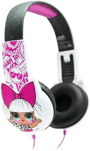L.O.L. Surprise! Kids Safe Over The Ear Headphones HP2-03136 | Kids Headphones, Volume Limiter for Developing Ears, 3.5MM Stereo Jack, white/black Recommended for Ages 3-9, by Sakar