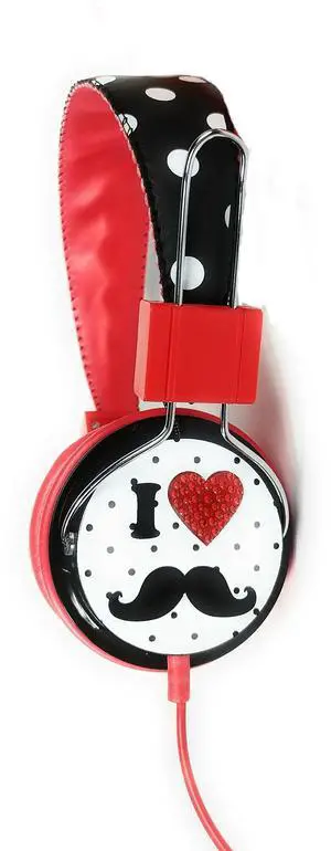 SWAGG SWHP-BA-LOVE Bling with Mic Headphones, Love Mustache