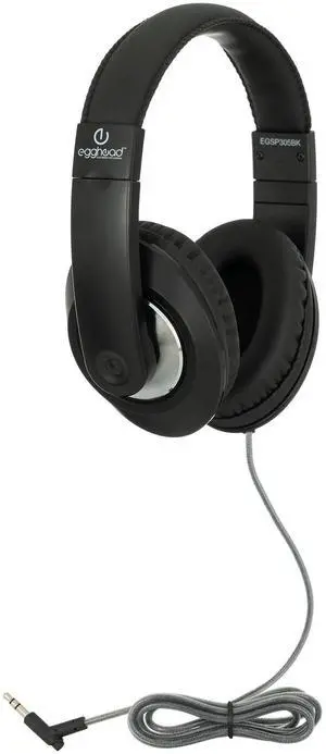 Egghead® Premium Over-Ear School Testing & Multimedia Headphone with Leatherette Cushions, Adjustable Headband, Tangle-Resistant Tri-Shield Cord, 3.5mm Plug, and 3-Year Warranty