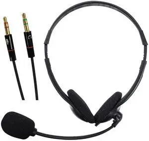 Maxell Headset with Adjustable Boom Mic and PC Adapter for VOIP/PC Gaming, Sound for Home Office use, Online Classes, Teams, and Zoom Meetings  Black