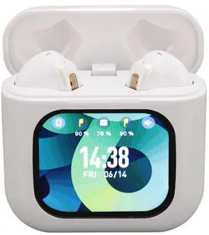 Zunate Earbuds with Touchscreen Charging Case, Bluetooth Headphones - Noise Cancelling, Multi App Notification Support for Sports Exercise (White)