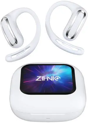 ZIHNIC Multi-Mode AI-Translation Earphones with Real-Time Translation, Smart LED Touch Screen, Crystal Clear Sound, IPX5 Waterproof, Perfect for Travel & Business Meetings-White