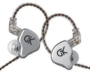 G.K Earbuds Wired Headphone with Microphone 7BA+1DD Hybrid Driver Stereo Bass Noise Cancelling IEM Earphone 3.5mm Jack with Detachable Audio Cable for Musicians DJ Guitarists Sport Gaming (Silver)