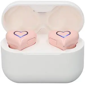 YOUTHINK Heart Shaped Earbuds Stylish Unique Gradient Light HiFi Stereo Sound for Sport Business Earphones with Charging Case for Workouts Running PC, ABS 2 Earphones 8 Earplugs (#2)