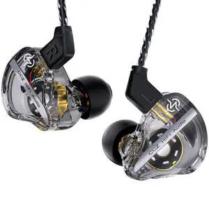 CCZ DC01 Pro in Ear Monitor Headphones, iems for Gaming, Professional Gaming Earbuds Super Bass Wired Earphones with 1DD, Patent Ear fins, Patent Ear tips, for Singers Musicians (black without mic)