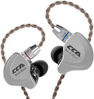 CCA C10 IEM Earphones with 10 Drivers in Ear Monitor Wired Headphone, 4BA 1DD in Each Side HiFi Earbuds Alloy Faceplace Detachable High Resolution Headphone for Stage Musicians Audiophile