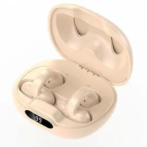 Bluetooth Ear Clip Bone Conduction Headphones Wireless Bluetooth Open Ear Headphones 68 hrs Playtime with Charging Case,Bluetooth 5.3 Workout Cycling Running Bone Conduction Headphoe Set