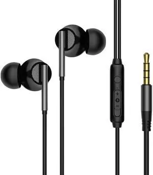 viken Wired Earbuds with Microphone Volume Control, Stereo Heavy Bass Earphones Noise Isolation in-Ear Headset Compatible with iPad,Laptop,MP3,Phones Fits All 3.5mm Jack Plug Headphones Wired (Black)
