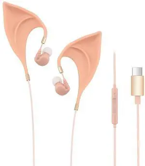 URIZONS Elf USB C in-Ear Headphones for Children  Elegant Design of Elf Ears Type c Earbuds with Wire Ultra Soft Adorable Earphones Cosplay Spirit Costume for Huawei/Samsung/iPhone 15/16