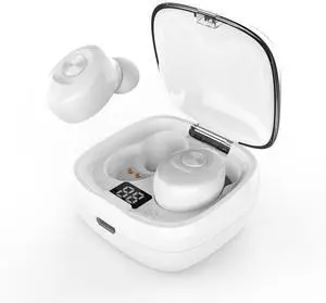 URIZONS Heart Shape TWS Earphones Wireless Earbuds with Mic in-Ear Headphones Wireless Headset for Lover Couples for Valentine for Sport Travel with USB C Charging Cable -Pink (White)