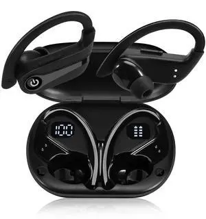 Q63 Wireless Earbuds for Amazon HD 10 (2021) with Immersive Sound True 5.0 Bluetooth Over The Ear Sport Headphones with a Charging Case - Stereo Calls Touch Control IPX7 Sweatproof Deep Bass - Black