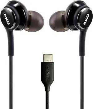 UrbanX OEM 2021 Type-C Stereo Headphones for Cat S62 Pro Braided Cable - with Microphone - Black - USB-C Connector (US Version)