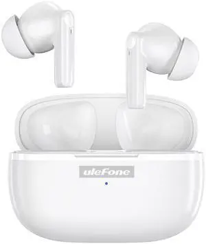 Ulefone Wireless Headphones Earbuds, in Ear Microphone, Bluetooth 5.1, Type-C Charging, Touch Control, LED Display, for iPhone/Android/iOS, White