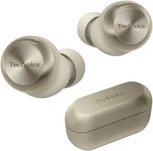 Technics Reference Class Hi-Fi Wireless Earbuds,Dolby Atmos with Head Tracking,Adaptive Noise Cancelling,3 Device Multipoint, 10-hr Battery,Wireless Charging,Improved Fit -EAH-AZ100-N (Champagne)