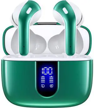 TAGRY Bluetooth Headphones True Wireless Earbuds 60H Playback LED Power Display Earphones with Wireless Charging Case IPX5 Waterproof in-Ear Ear buds with Mic for TV Smart Phone Laptop Computer Sports