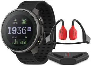 SUUNTO Vertical Titanium Solar Black Wing Open-Ear Bone Conduction Headphone Red