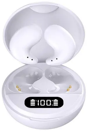 Sleep Headphones Invisible Wireless Earbuds Bluetooth 5.3 Sleeping Ear Buds with LED Display Charging Case Mini Earphones for Side Sleepers Exercise Workout White
