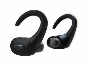 Coby True Wireless Sports Ear Buds with Over Ear Hooks | Wireless Bluetooth Earbuds | Sweatproof and Splash-Resistant | Headphones with Microphone Built-in | for Gym Sports & Running (Black)