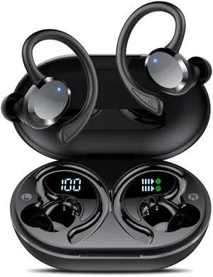 Ear buds Wireless Bluetooth Earbuds, Bluetooth 5.4 Headphones 68hrs Playtime Sport Earphones with LED Display ENC Noise Cancelling Mic, IPX7 Waterproof Earbuds with Hook for Sports/Workout/Running