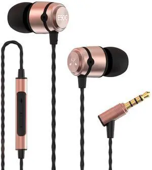 SoundMAGIC E50C Wired Earbuds with Microphone in Ear Monitor HiFi Earphones Good Noise Isolating Headphones Comfortable Fit Black Gold