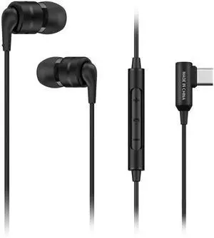 SoundMAGIC E80D USB-C in-Ear Stereo Headphones, L-Shape Plug, in-Line Controller, Metal Housing, 10mm Dynamic Drivers, Water/Dust Proof, Black